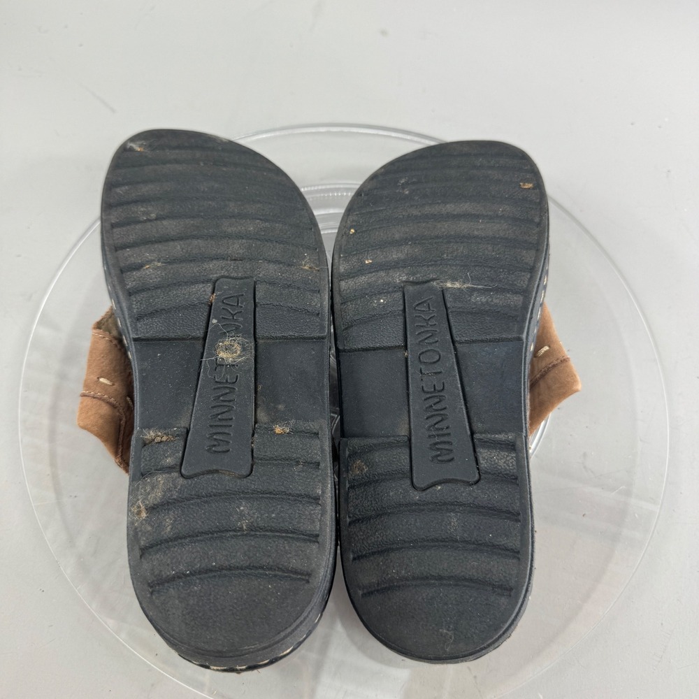 Minnetonka Women Leather Thong Sandals Flip Flops Stitch Detail Brown Size 8 - Picture 5 of 9